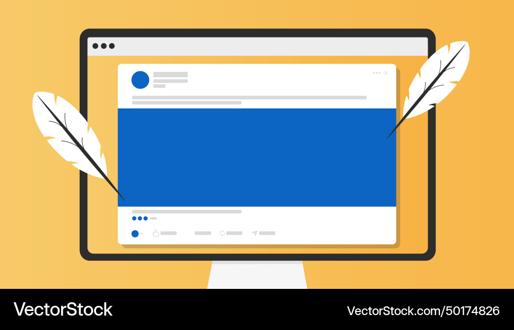 Writing a post for social networks on computer Vector Image