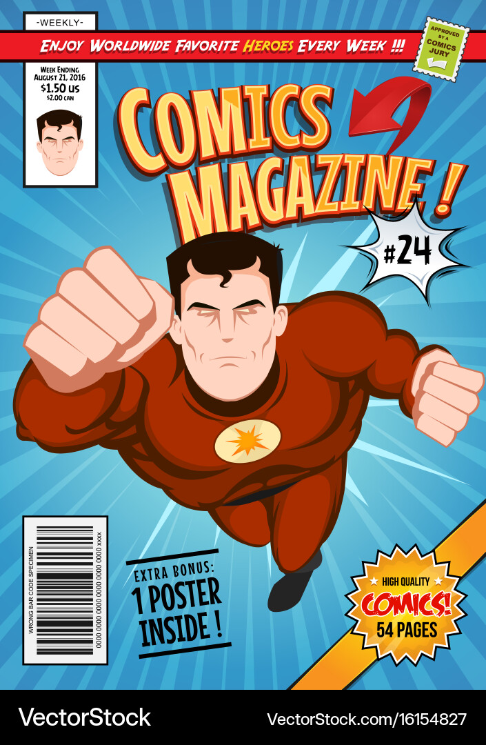 Comic book cover template Royalty Free Vector Image