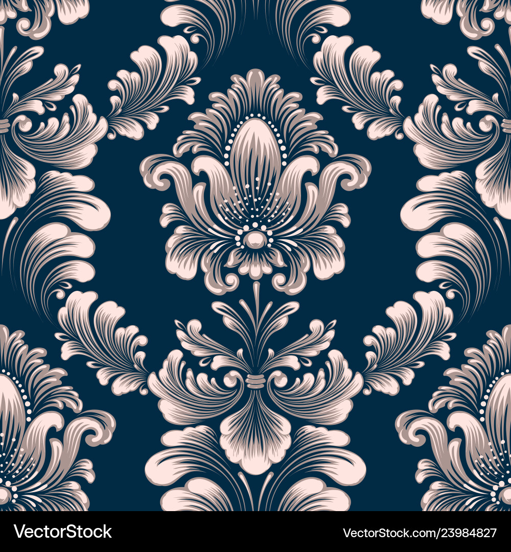 Damask seamless pattern element classical Damask seamless pattern element classical vector image