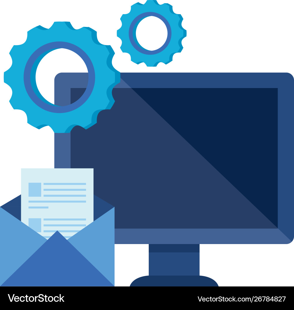 Desktop computer with envelope mail Vector Image