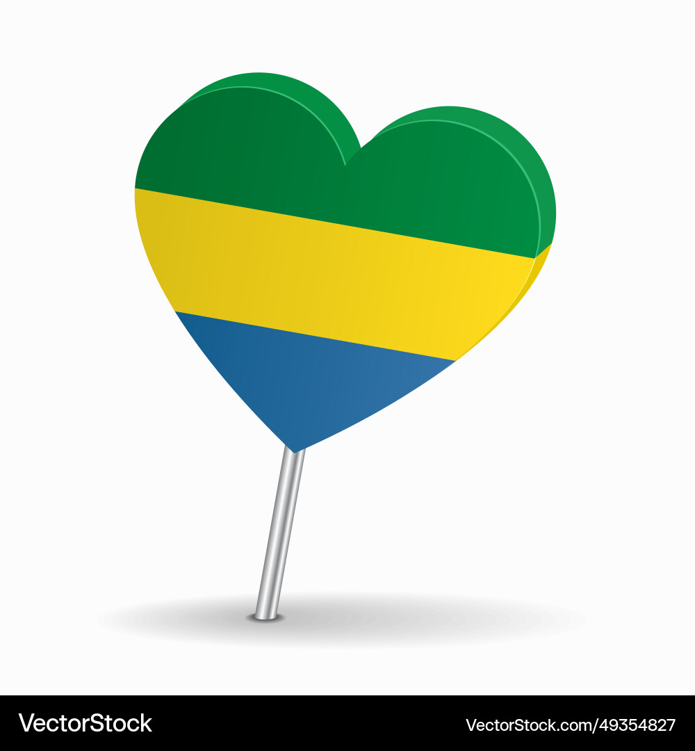 Gabon flag heart-shaped map pointer layout vector image