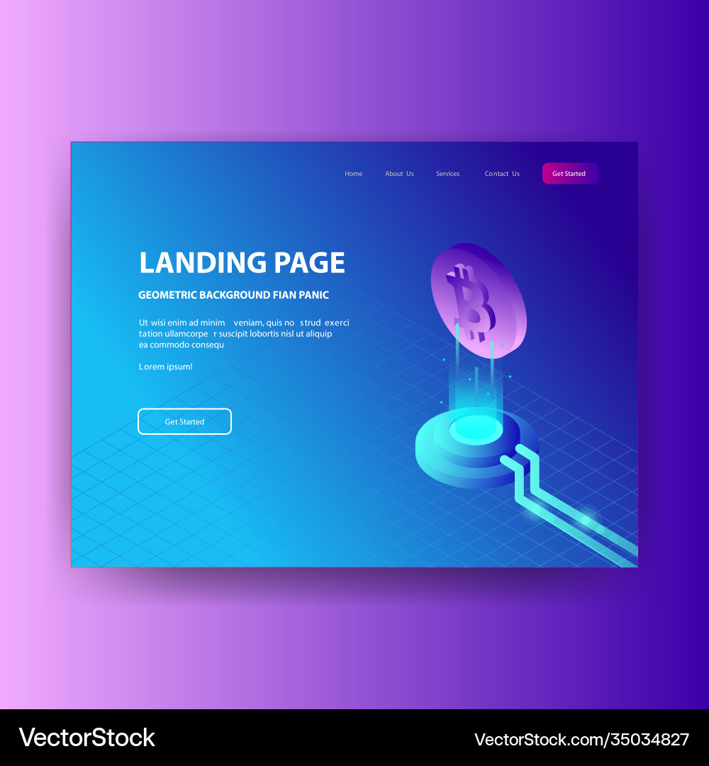 Landing page template with gradient modern webpage Landing page template with gradient modern webpage Vector Image