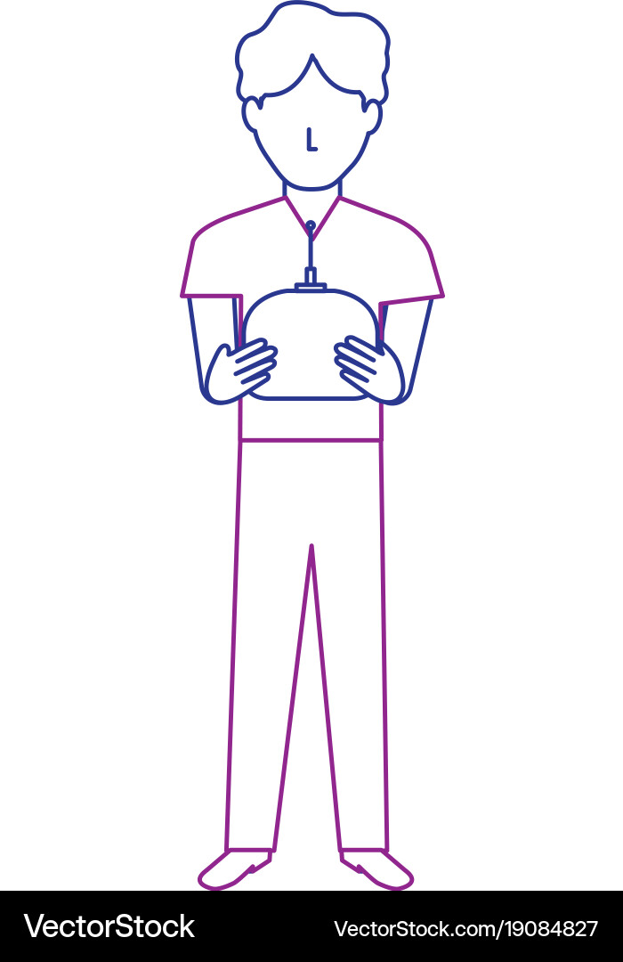 Man with drone remote control vector image