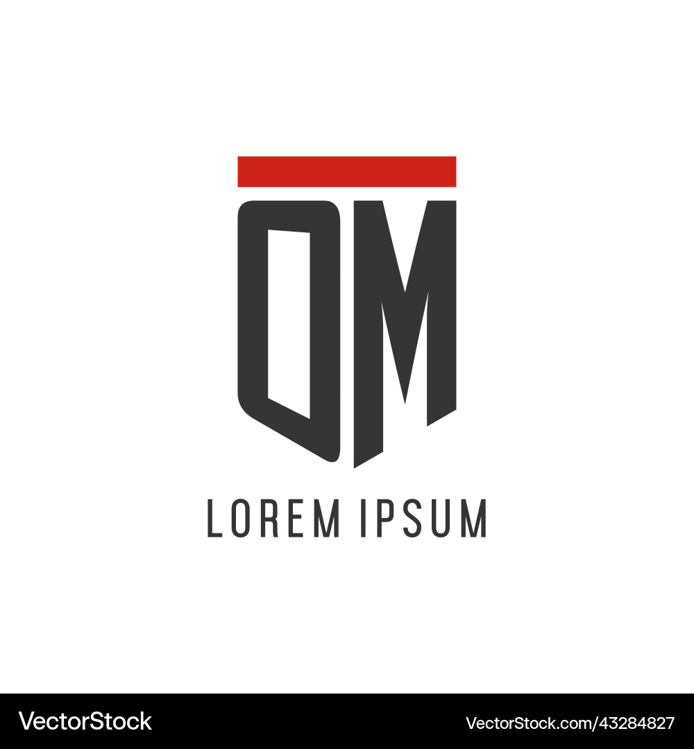 Om initial esport logo with simple shield design Om initial esport logo with simple shield design Vector Image