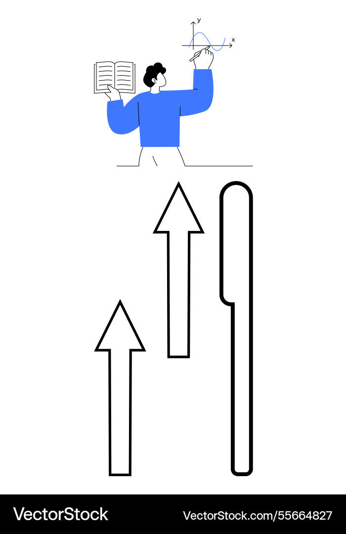 Person learning mathematics with graphs and arrows Person learning mathematics with graphs and arrows vector image