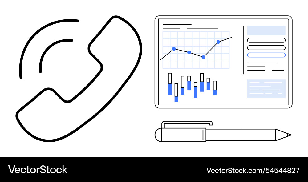 Phone call communication with data analytics Phone call communication with data analytics vector image
