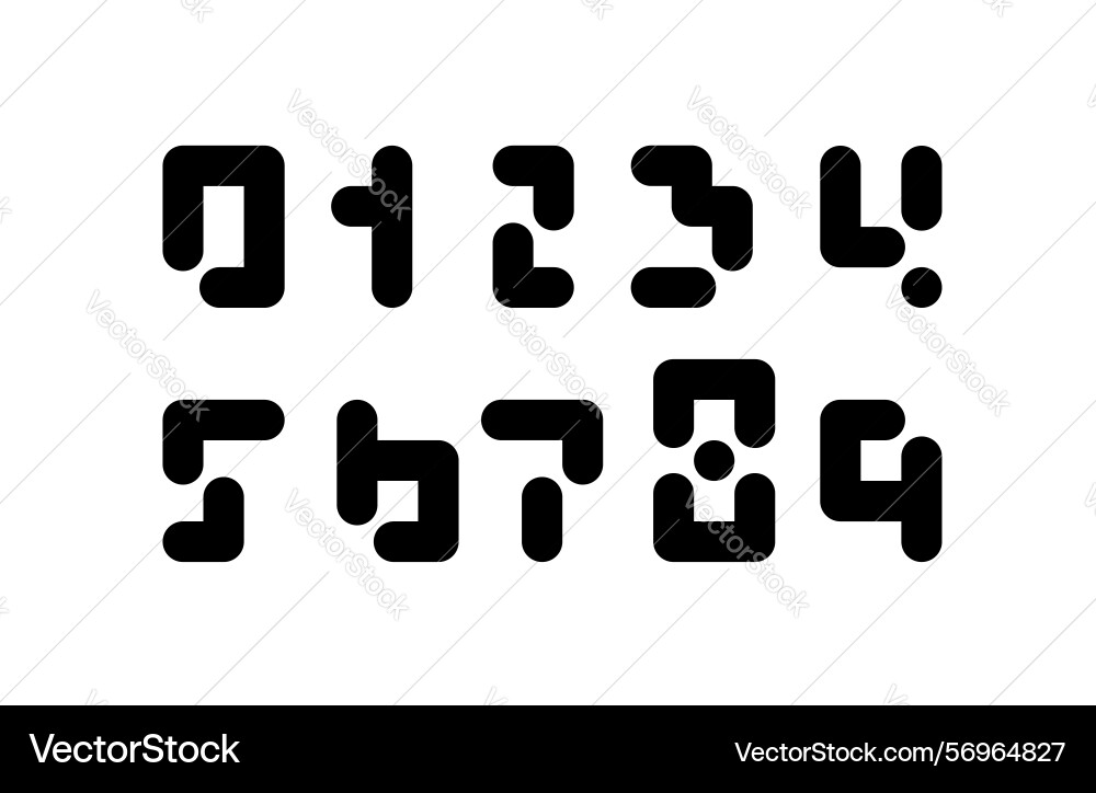 Pixel rounded numbers digital numeral set made vector image