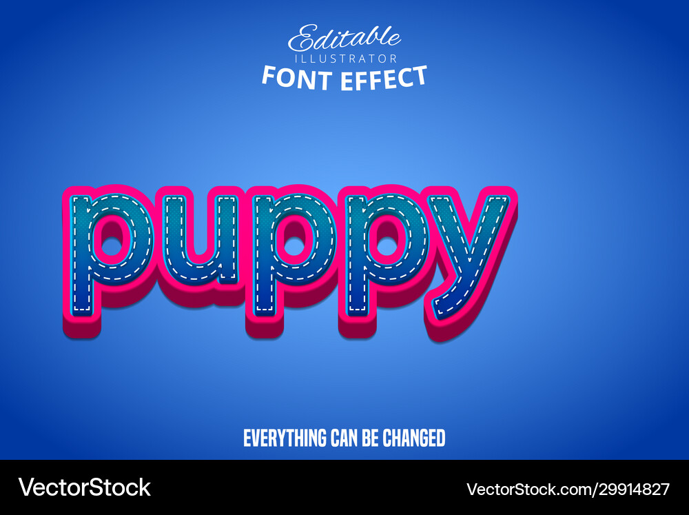 Puppy text 3d puple and blue editable font effect Puppy text 3d puple and blue editable font effect vector image