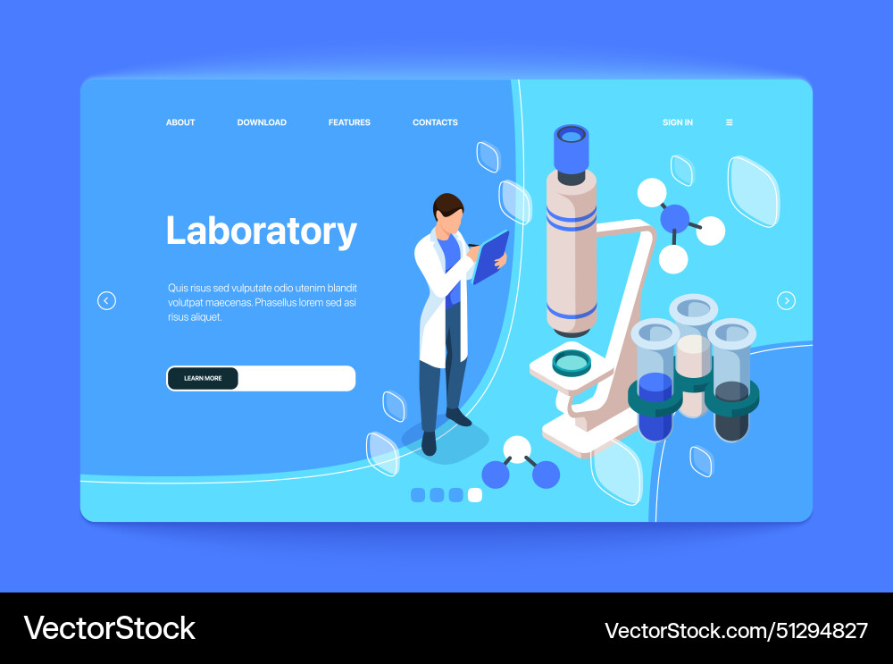 Scientist using a tablet with microscope Scientist using a tablet with microscope Vector Image