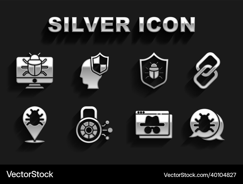 Set cyber security chain link system bug Set cyber security chain link system bug vector image