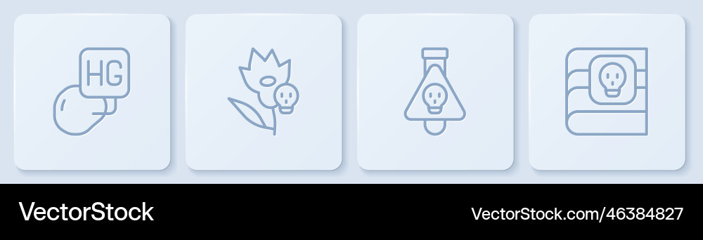 Set line drop of mercury bottle with potion Vector Image