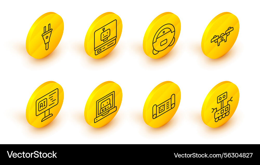 Set line robot blueprint creating software Set line robot blueprint creating software vector image