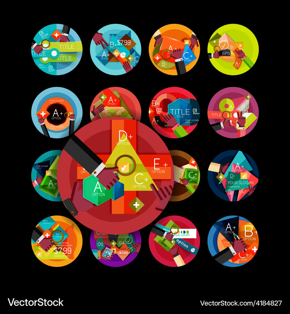 Set of option presentation labels flat design web Vector Image