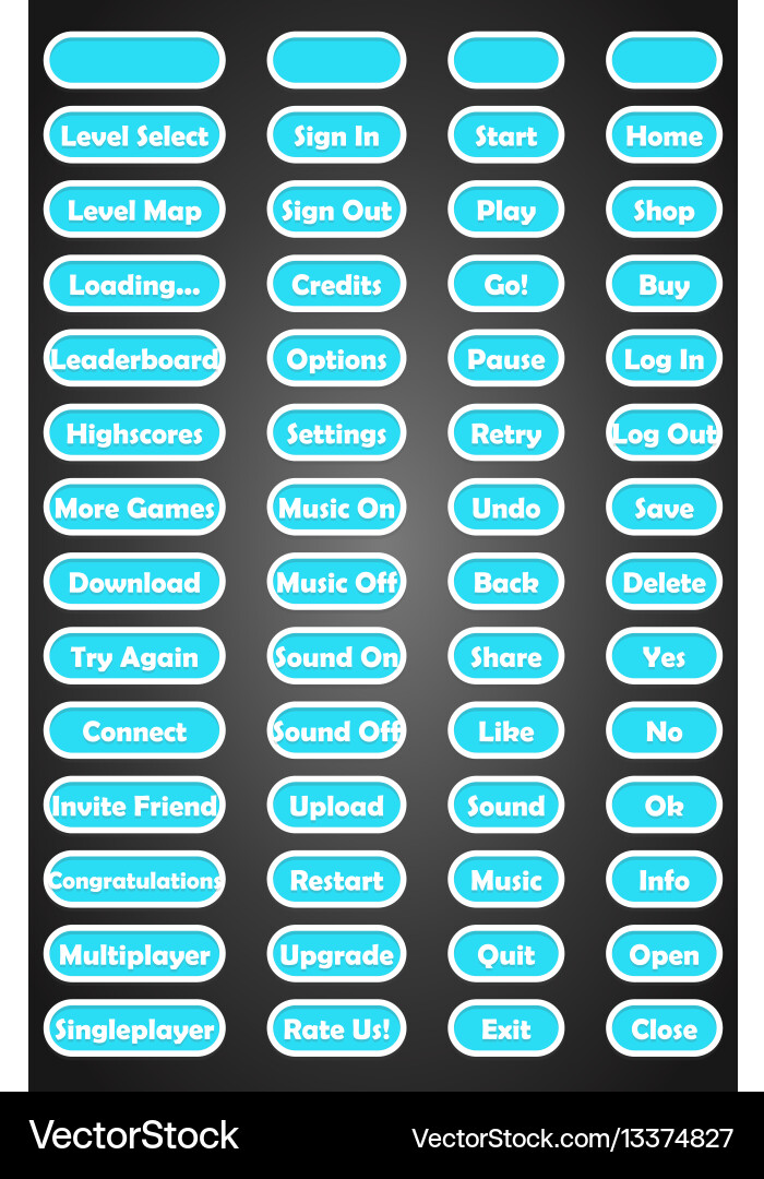 Set of text game buttons in flat style Set of text game buttons in flat style vector image