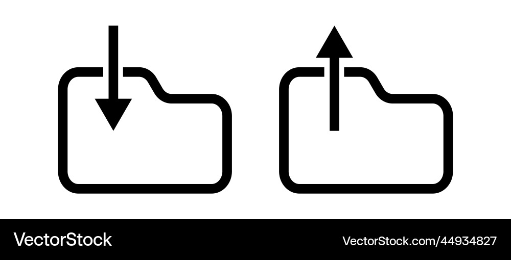Simple data download and upload folder icon set Simple data download and upload folder icon set vector image