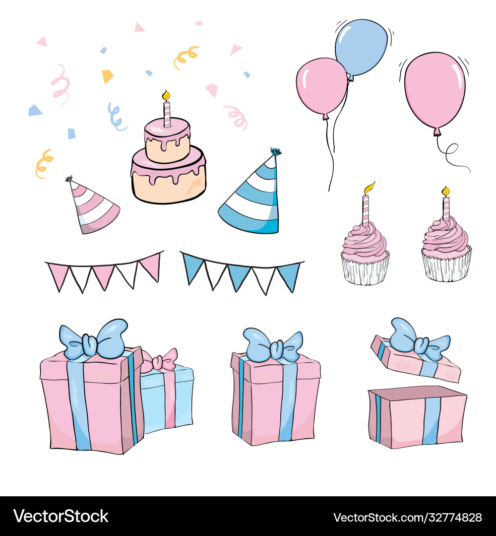 Birthday Objects Set vector image