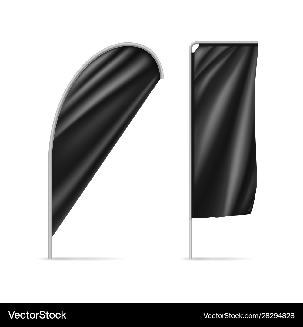 Black drop and rectangular flags Black drop and rectangular flags vector image