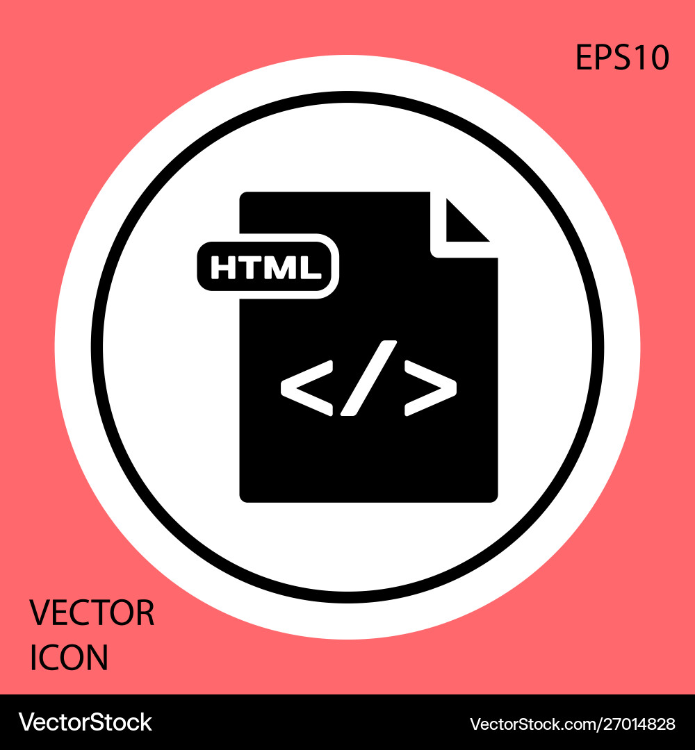 Black html file document download button vector image