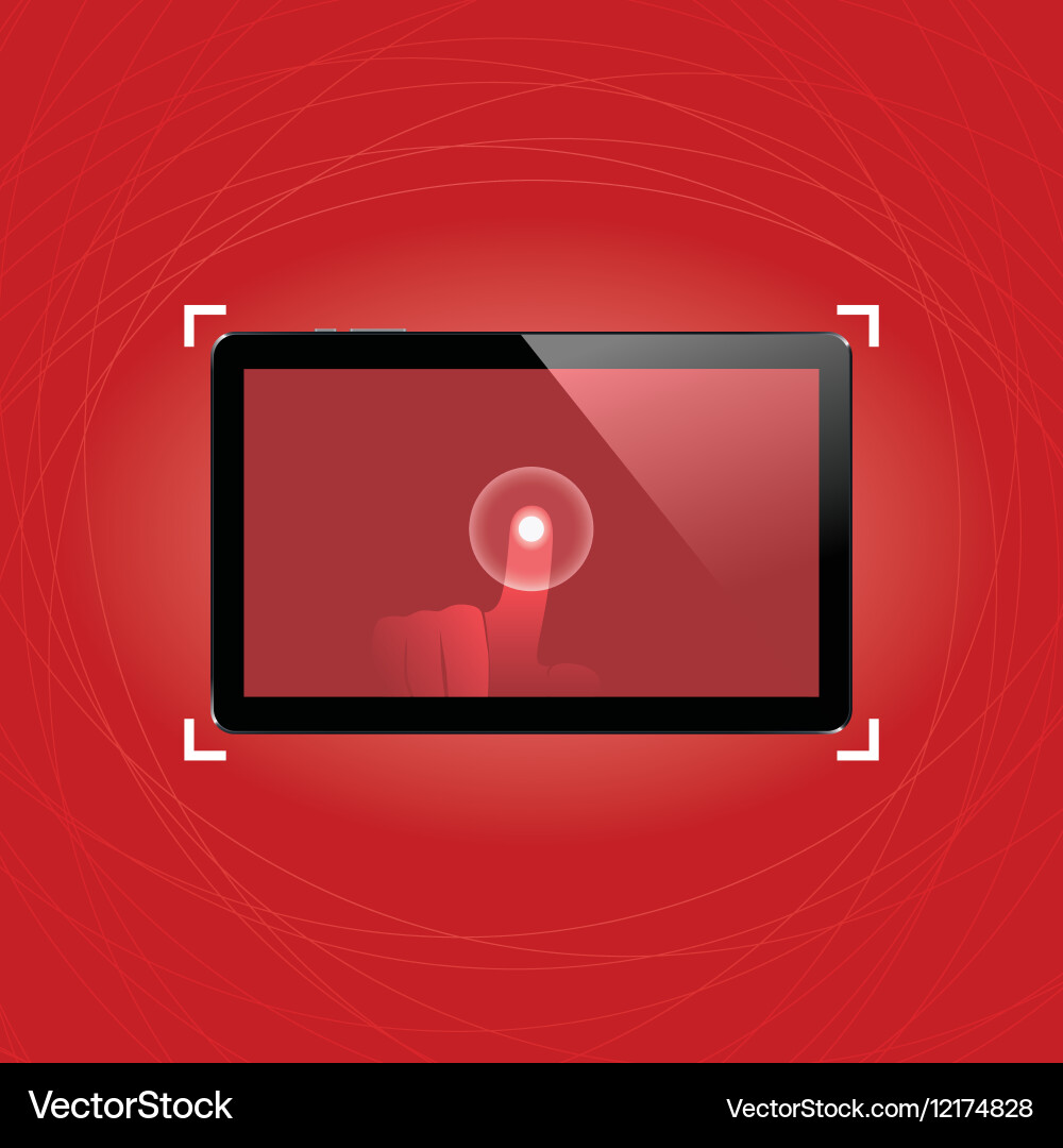 Digital tablet with shiny sensor screen touch vector image