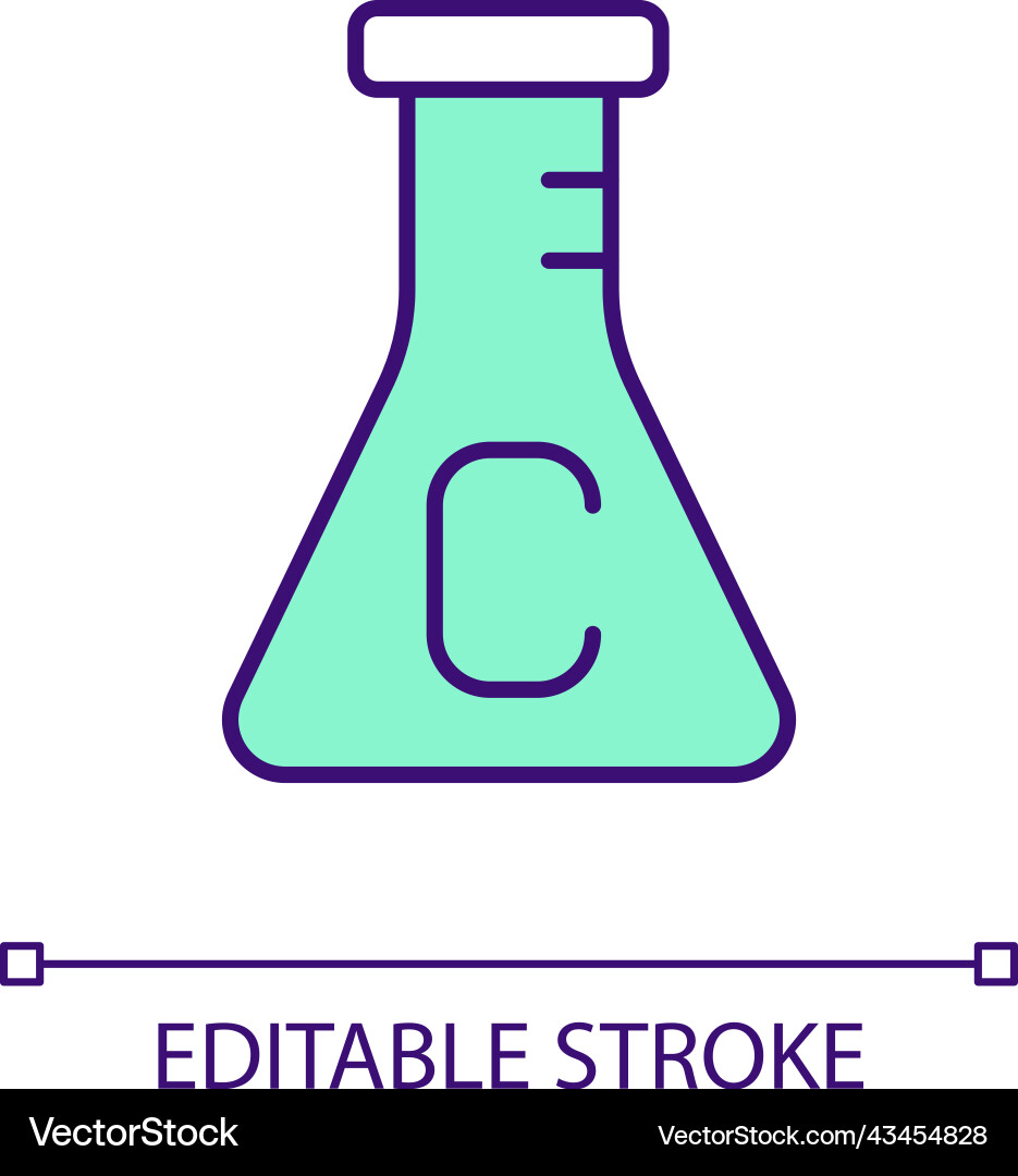 Erlenmeyer flask with carbon sample rgb color icon Vector Image