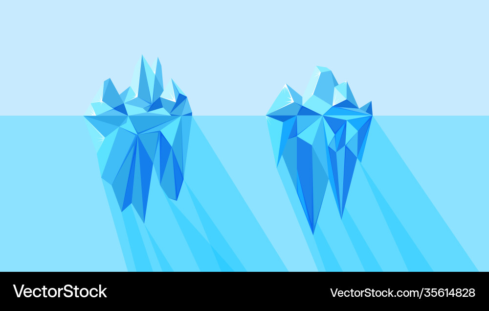 Icebergs visible and hidden parts floating Icebergs visible and hidden parts floating Vector Image