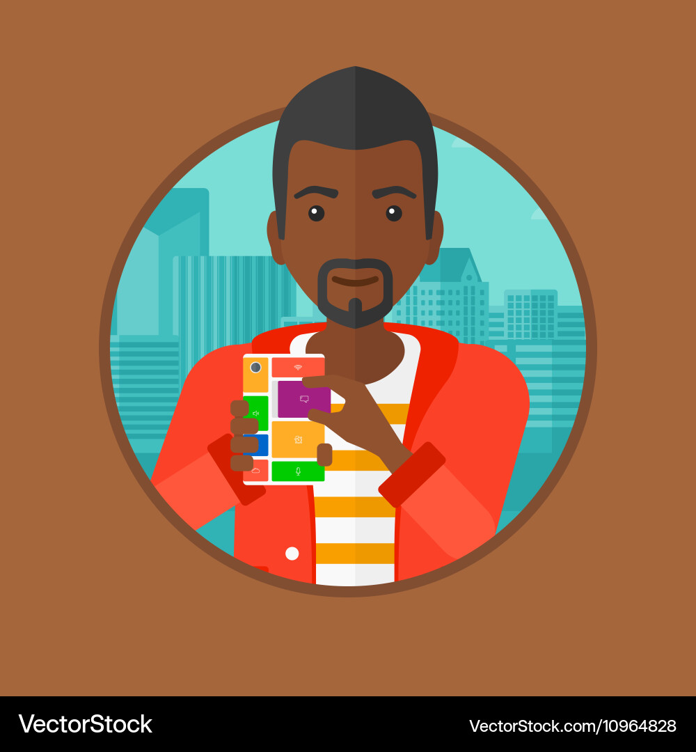 Man with modular phone vector image