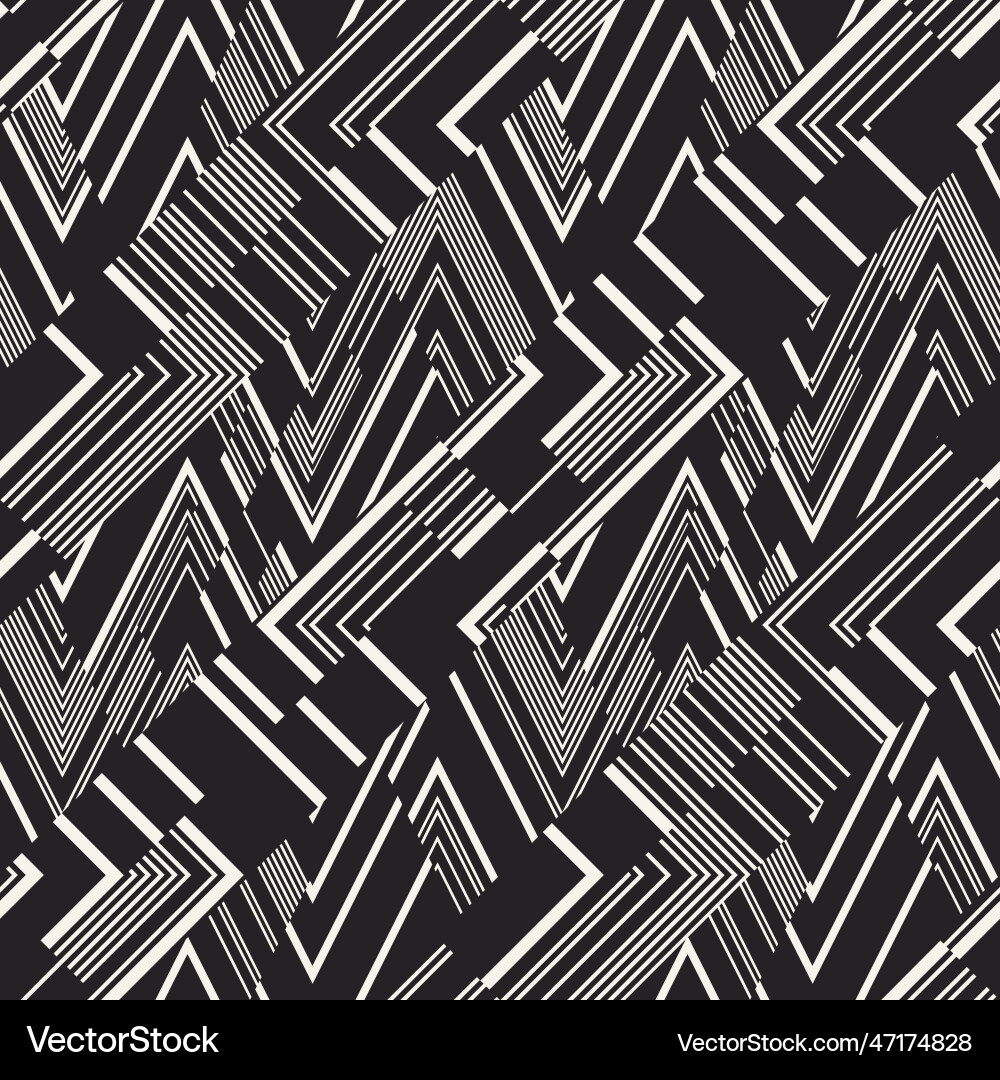 Monochrome glitch effect textured zigzag pattern Monochrome glitch effect textured zigzag pattern vector image