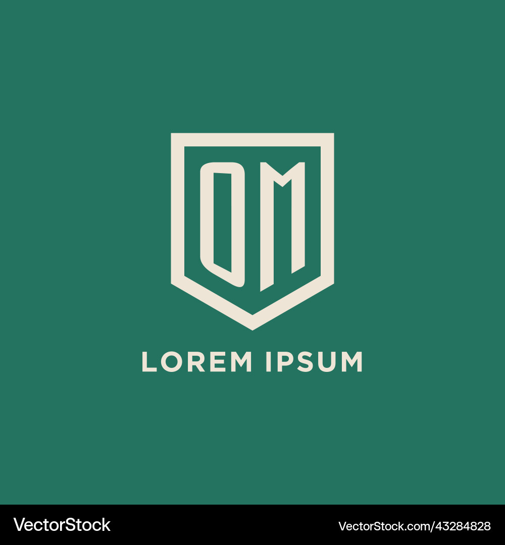 Om initial logo monogram shield geometric shape vector image