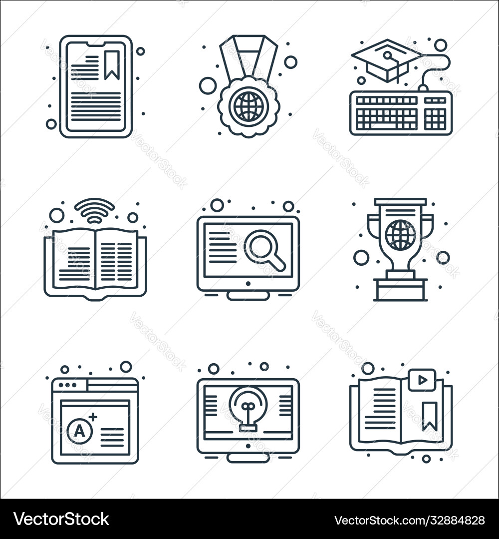 Online learning line icons linear set quality Online learning line icons linear set quality vector image