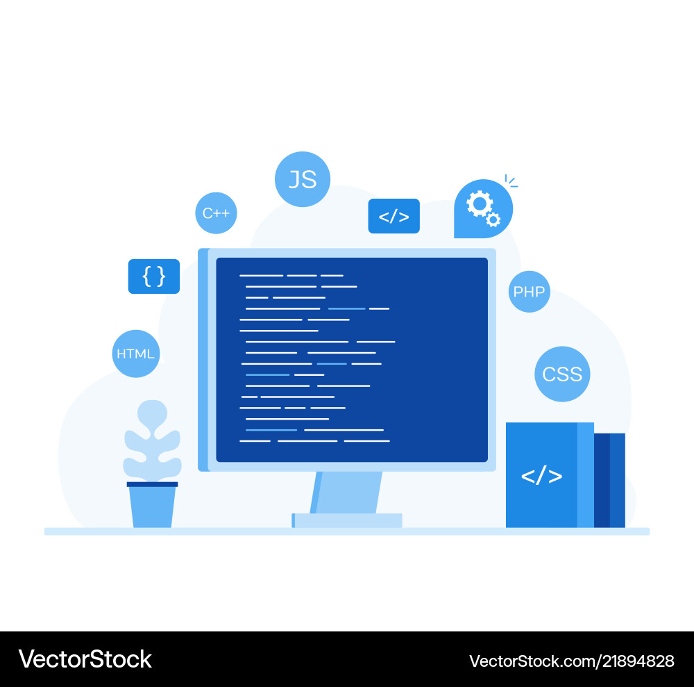 Programmcode auf Computerbildschirm vektorbild