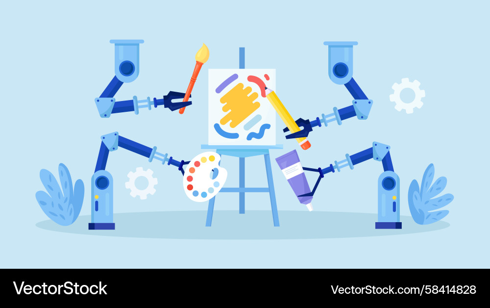Robot Art Creation Vector Image