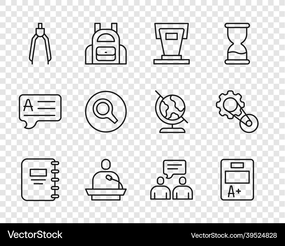 Set line notebook exam sheet with a plus grade Set line notebook exam sheet with a plus grade vector image