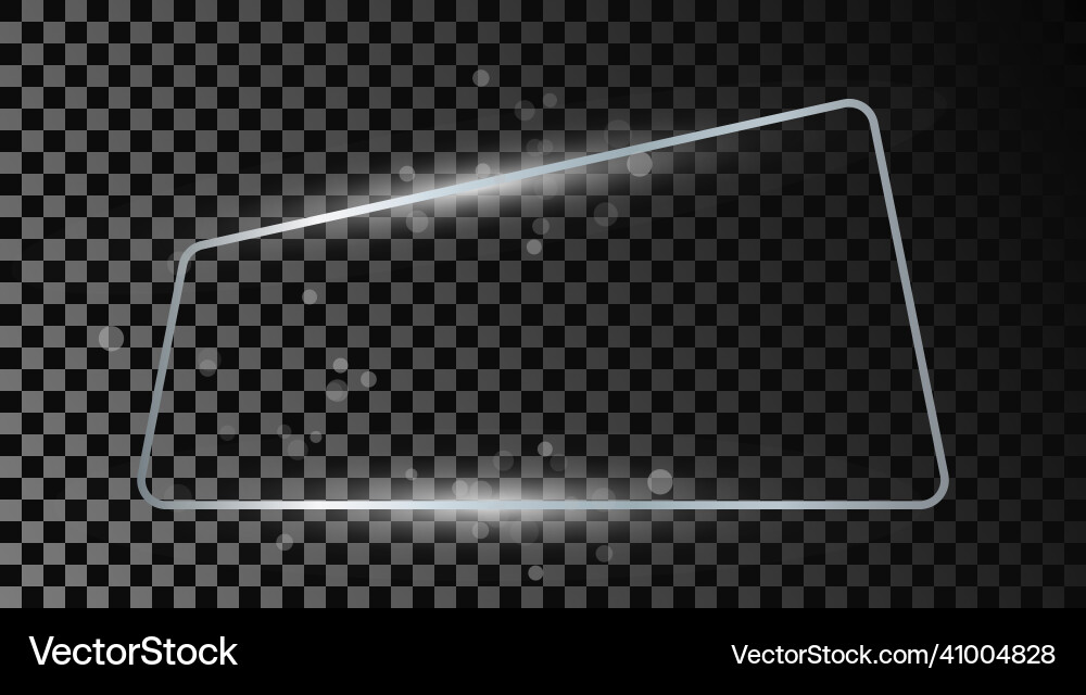 Silver glowing trapezoid shape frame with sparkles vector image