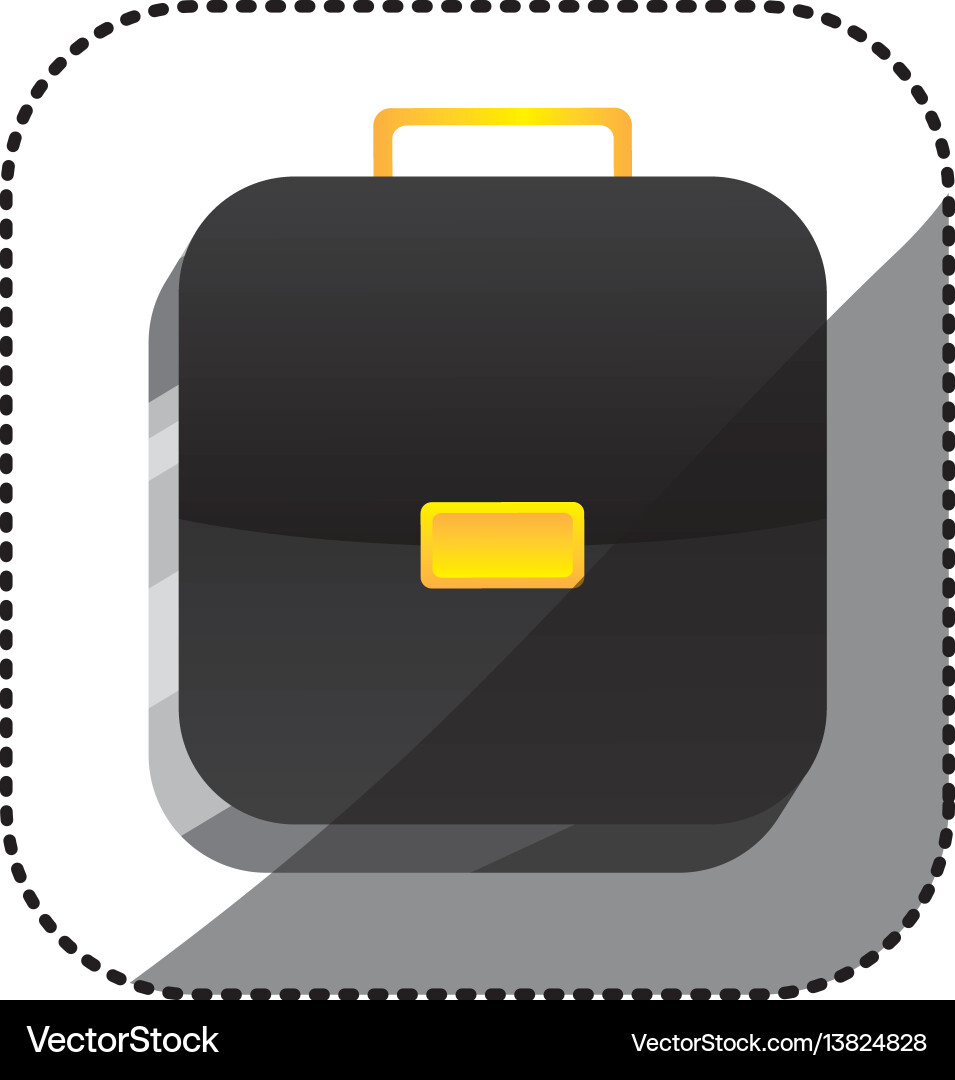 Sticker color square 3d button with briefcase vector image