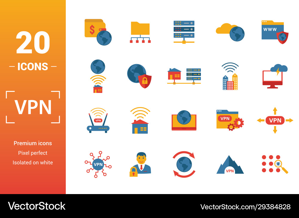 Vpn icon set include creative elements archiving Vpn icon set include creative elements archiving vector image