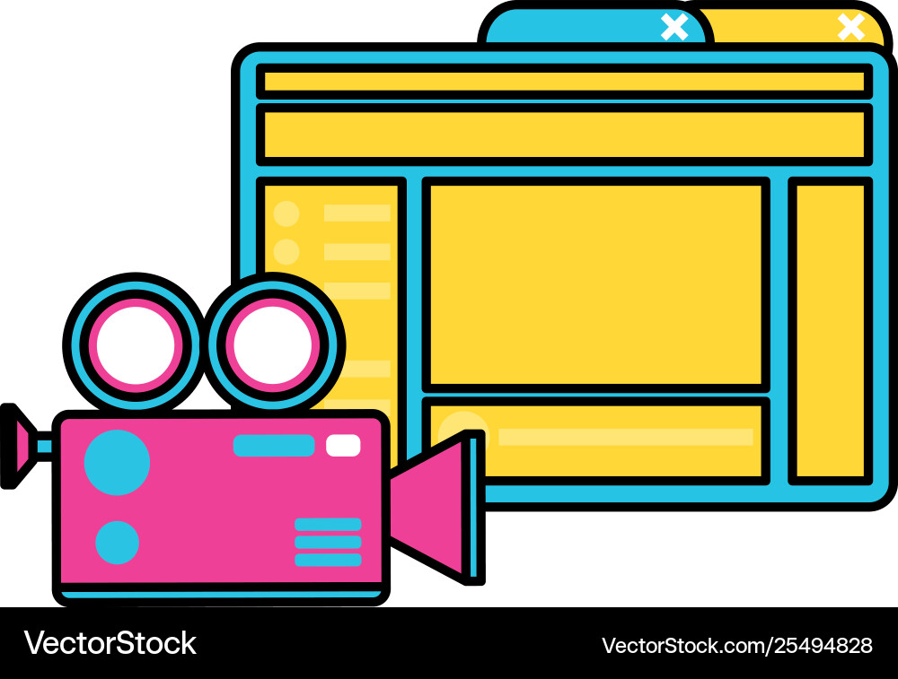 Webpage template with camera video vector image