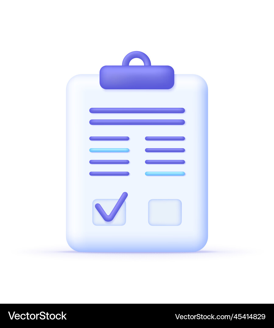 3d document file with approved check mark 3d document file with approved check mark vector image