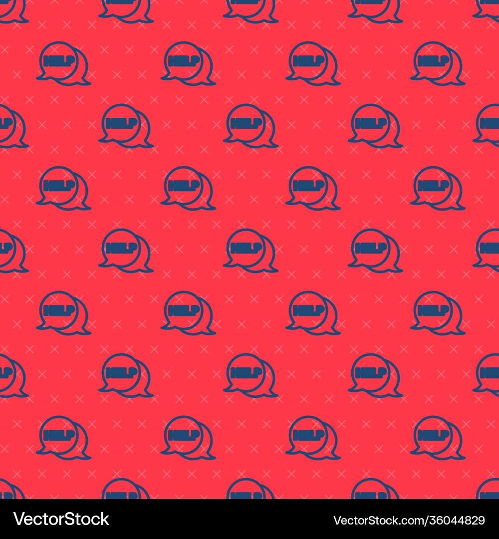 Blue line speech bubble with text help icon Blue line speech bubble with text help icon vector image