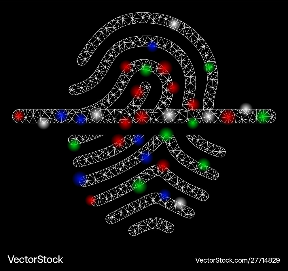 Bright mesh 2d scan fingerprint with light spots Bright mesh 2d scan fingerprint with light spots vector image