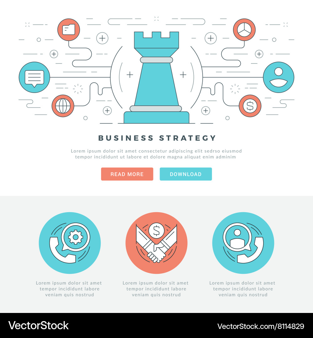 Flat line business concept web site header vector image