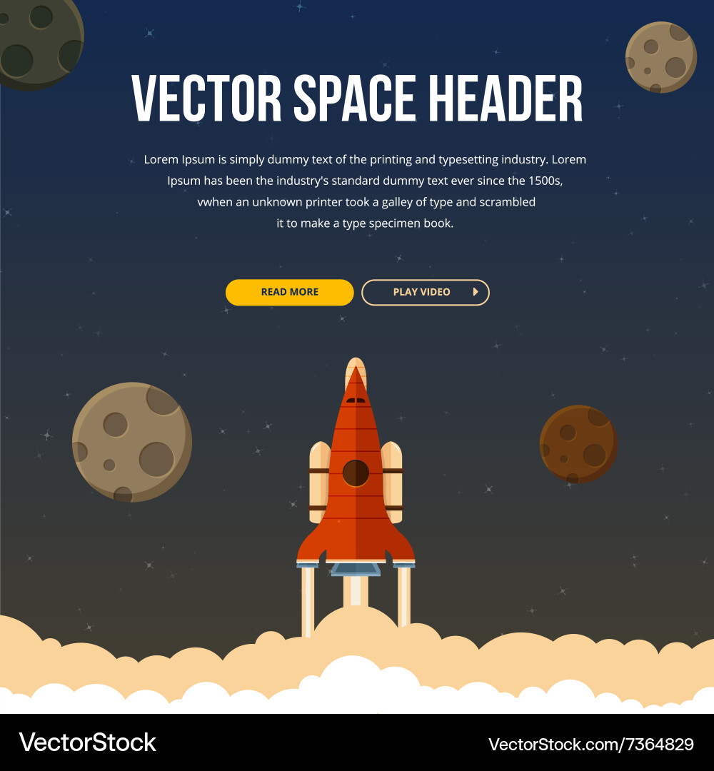 Flat rocket header background image Vector Image