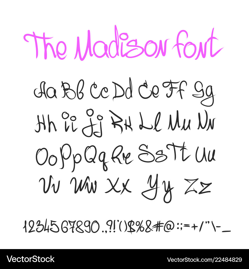 Handwritten calligraphy font letters numbers Handwritten calligraphy font letters numbers vector image