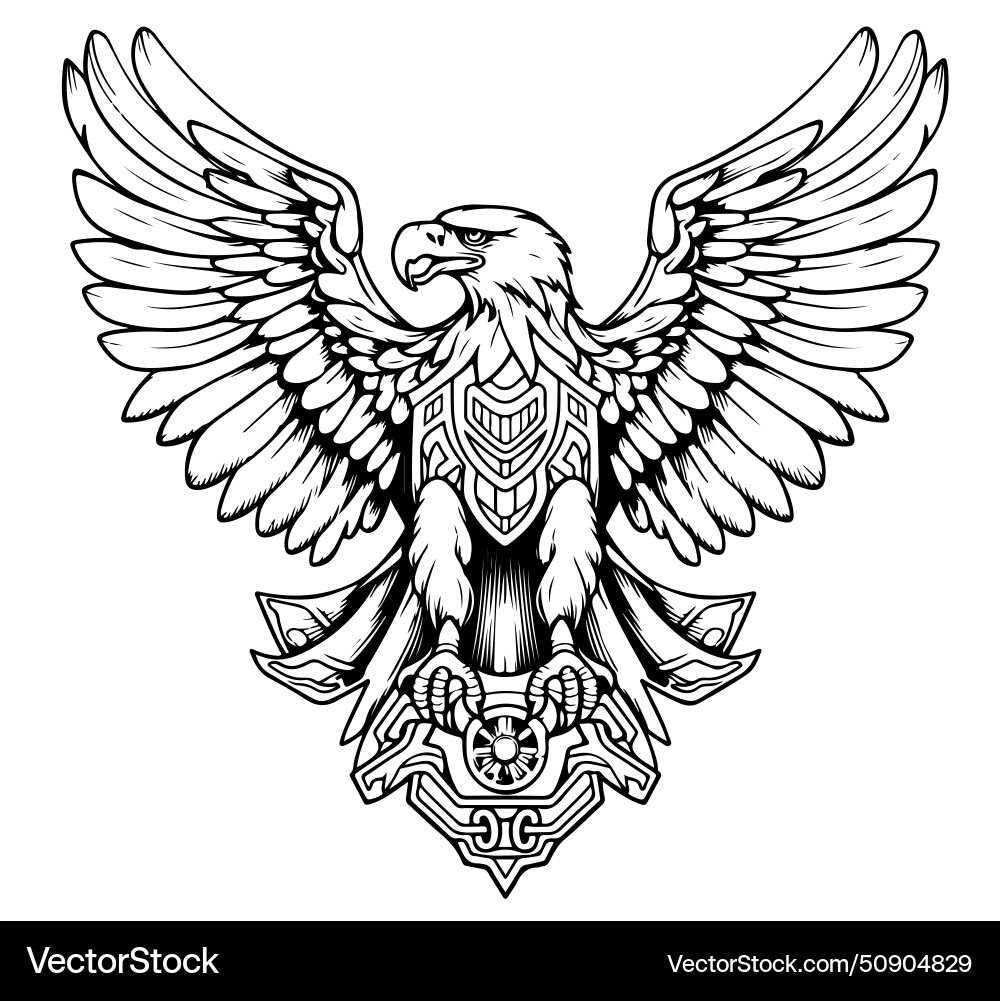 Heraldischer Adler mit ausgebreiteten Flügeln Königssymbol Heraldischer Adler mit ausgebreiteten Flügeln Königssymbol vektorbild