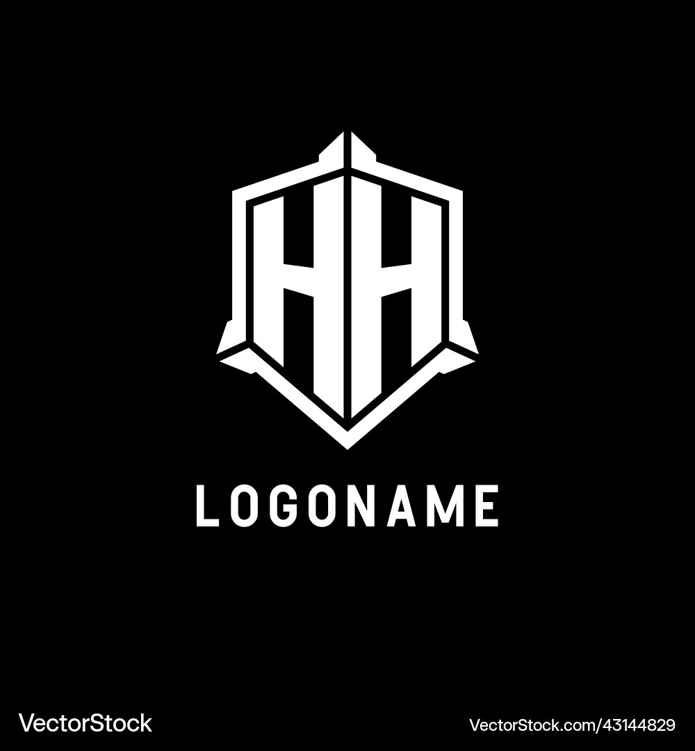 Hh logo initial with shield shape design style Hh logo initial with shield shape design style Vector Image