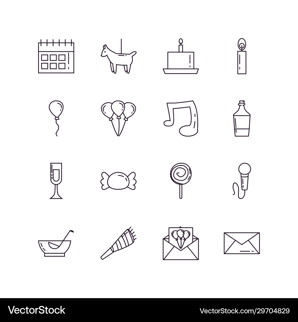 Isolated party line style icon set design vector image
