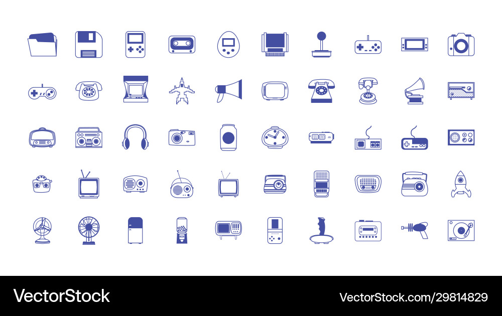 Isolated retro line style icon set design Isolated retro line style icon set design vector image