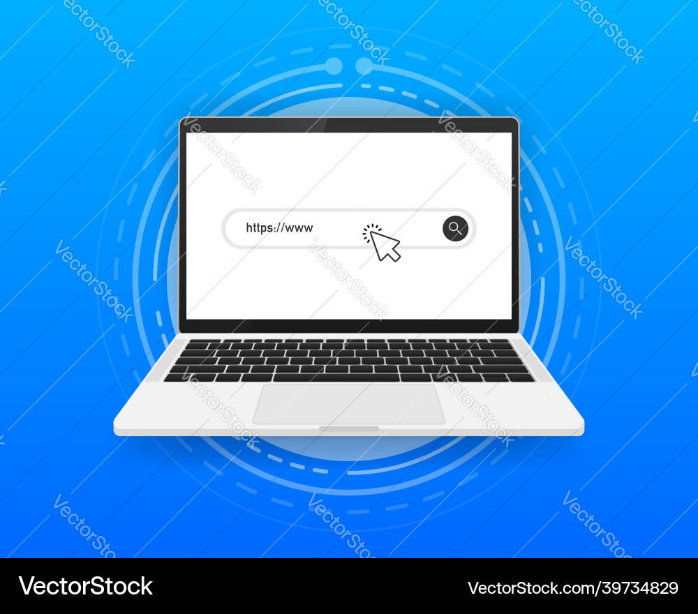 Laptop computer with a search engine on the screen Laptop computer with a search engine on the screen vector image