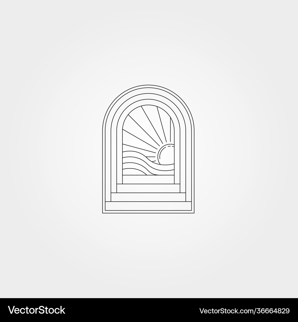 Line art door logo design with ocean wave icon Line art door logo design with ocean wave icon vector image