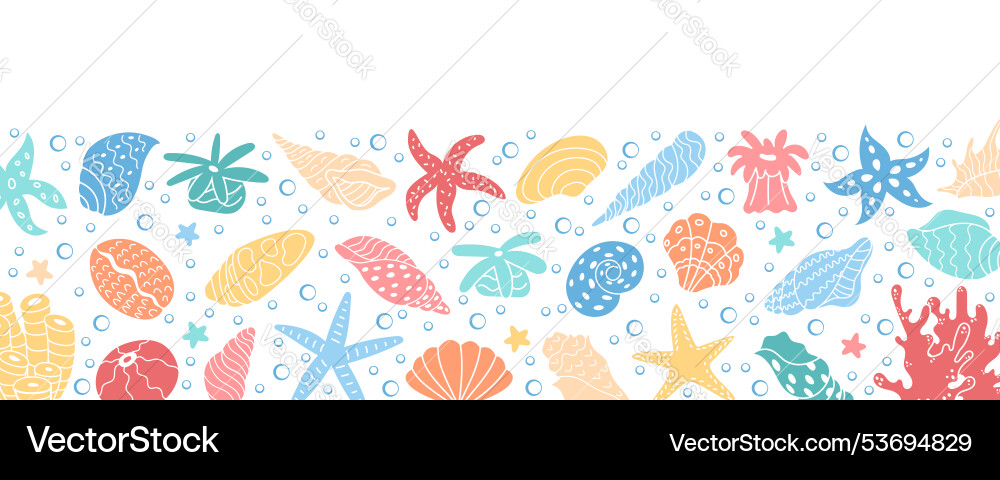 Marine pattern design with coral and seashells Marine pattern design with coral and seashells Vector Image