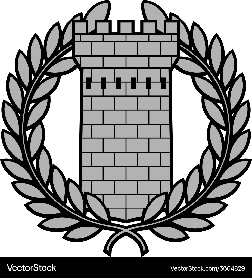 Medieval Tower with Laurel Wreath Vector Image